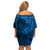 Polynesian Dolphin Valentine Day Off Shoulder Short Dress Hibiscus and Tribal Tattoo Blue Style LT03 - Polynesian Pride