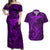 Polynesian Dolphin Valentine Day Couples Matching Off Shoulder Maxi Dress and Hawaiian Shirt Hibiscus and Tribal Tattoo Purple Style LT03 Purple - Polynesian Pride