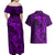 Polynesian Dolphin Valentine Day Couples Matching Off Shoulder Maxi Dress and Hawaiian Shirt Hibiscus and Tribal Tattoo Purple Style LT03 - Polynesian Pride