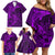 Polynesian Dolphin Valentine Day Family Matching Off Shoulder Short Dress and Hawaiian Shirt Hibiscus and Tribal Tattoo Purple Style LT03 - Polynesian Pride