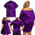 Polynesian Dolphin Valentine Day Family Matching Off Shoulder Short Dress and Hawaiian Shirt Hibiscus and Tribal Tattoo Purple Style LT03 - Polynesian Pride