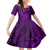 Polynesian Dolphin Valentine Day Kid Short Sleeve Dress Hibiscus and Tribal Tattoo Purple Style LT03 KID Purple - Polynesian Pride