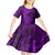 Polynesian Dolphin Valentine Day Kid Short Sleeve Dress Hibiscus and Tribal Tattoo Purple Style LT03 - Polynesian Pride