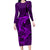 Polynesian Dolphin Valentine Day Long Sleeve Bodycon Dress Hibiscus and Tribal Tattoo Purple Style LT03 Long Dress Purple - Polynesian Pride