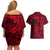 Polynesian Dolphin Valentine Day Couples Matching Off Shoulder Short Dress and Hawaiian Shirt Hibiscus and Tribal Tattoo Red Style LT03 - Polynesian Pride