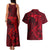 Polynesian Dolphin Valentine Day Couples Matching Tank Maxi Dress and Hawaiian Shirt Hibiscus and Tribal Tattoo Red Style LT03 - Polynesian Pride