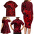 Polynesian Dolphin Valentine Day Family Matching Long Sleeve Bodycon Dress and Hawaiian Shirt Hibiscus and Tribal Tattoo Red Style LT03 - Polynesian Pride