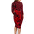 Polynesian Dolphin Valentine Day Family Matching Long Sleeve Bodycon Dress and Hawaiian Shirt Hibiscus and Tribal Tattoo Red Style LT03 - Polynesian Pride