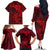 Polynesian Dolphin Valentine Day Family Matching Off Shoulder Long Sleeve Dress and Hawaiian Shirt Hibiscus and Tribal Tattoo Red Style LT03 - Polynesian Pride