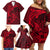 Polynesian Dolphin Valentine Day Family Matching Off Shoulder Short Dress and Hawaiian Shirt Hibiscus and Tribal Tattoo Red Style LT03 - Polynesian Pride