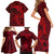 Polynesian Dolphin Valentine Day Family Matching Short Sleeve Bodycon Dress and Hawaiian Shirt Hibiscus and Tribal Tattoo Red Style LT03 - Polynesian Pride