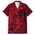 Polynesian Dolphin Valentine Day Family Matching Short Sleeve Bodycon Dress and Hawaiian Shirt Hibiscus and Tribal Tattoo Red Style LT03 Dad's Shirt - Short Sleeve Red - Polynesian Pride