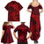 Polynesian Dolphin Valentine Day Family Matching Summer Maxi Dress and Hawaiian Shirt Hibiscus and Tribal Tattoo Red Style LT03 - Polynesian Pride