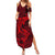 Polynesian Dolphin Valentine Day Family Matching Summer Maxi Dress and Hawaiian Shirt Hibiscus and Tribal Tattoo Red Style LT03 Mom's Dress Red - Polynesian Pride