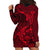 Polynesian Dolphin Valentine Day Hoodie Dress Hibiscus and Tribal Tattoo Red Style LT03 - Polynesian Pride