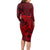 Polynesian Dolphin Valentine Day Long Sleeve Bodycon Dress Hibiscus and Tribal Tattoo Red Style LT03 - Polynesian Pride