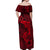 Polynesian Dolphin Valentine Day Off Shoulder Maxi Dress Hibiscus and Tribal Tattoo Red Style LT03 - Polynesian Pride