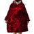 Polynesian Dolphin Valentine Day Wearable Blanket Hoodie Hibiscus and Tribal Tattoo Red Style LT03 - Polynesian Pride