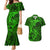 Polynesian Dolphin Valentine Day Couples Matching Mermaid Dress and Hawaiian Shirt Hibiscus and Tribal Tattoo Green Style LT03 Green - Polynesian Pride