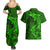 Polynesian Dolphin Valentine Day Couples Matching Summer Maxi Dress and Hawaiian Shirt Hibiscus and Tribal Tattoo Green Style LT03 - Polynesian Pride