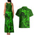 Polynesian Dolphin Valentine Day Couples Matching Tank Maxi Dress and Hawaiian Shirt Hibiscus and Tribal Tattoo Green Style LT03 - Polynesian Pride