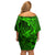 Polynesian Dolphin Valentine Day Family Matching Off Shoulder Short Dress and Hawaiian Shirt Hibiscus and Tribal Tattoo Green Style LT03 - Polynesian Pride