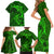 Polynesian Dolphin Valentine Day Family Matching Short Sleeve Bodycon Dress and Hawaiian Shirt Hibiscus and Tribal Tattoo Green Style LT03 - Polynesian Pride