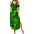 Polynesian Dolphin Valentine Day Family Matching Summer Maxi Dress and Hawaiian Shirt Hibiscus and Tribal Tattoo Green Style LT03 Mom's Dress Green - Polynesian Pride