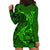 Polynesian Dolphin Valentine Day Hoodie Dress Hibiscus and Tribal Tattoo Green Style LT03 - Polynesian Pride