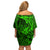 Polynesian Dolphin Valentine Day Off Shoulder Short Dress Hibiscus and Tribal Tattoo Green Style LT03 - Polynesian Pride