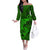 Polynesian Dolphin Valentine Day Off The Shoulder Long Sleeve Dress Hibiscus and Tribal Tattoo Green Style LT03 Women Green - Polynesian Pride