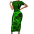 Polynesian Dolphin Valentine Day Short Sleeve Bodycon Dress Hibiscus and Tribal Tattoo Green Style LT03 Long Dress Green - Polynesian Pride