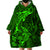 Polynesian Dolphin Valentine Day Wearable Blanket Hoodie Hibiscus and Tribal Tattoo Green Style LT03 - Polynesian Pride