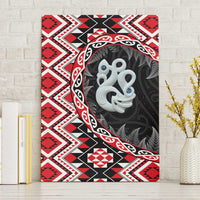 Red Taniko Motif Aotearoa Manaia and Silver Fern Canvas Wall Art LT03 Without Frame Red - Polynesian Pride