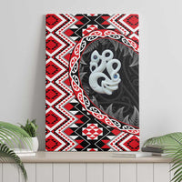 Red Taniko Motif Aotearoa Manaia and Silver Fern Canvas Wall Art LT03 - Polynesian Pride