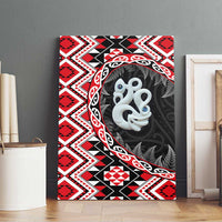 Red Taniko Motif Aotearoa Manaia and Silver Fern Canvas Wall Art LT03 - Polynesian Pride