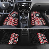 Red Taniko Motif Aotearoa Manaia and Silver Fern Car Mats LT03 Set 4pcs Red - Polynesian Pride