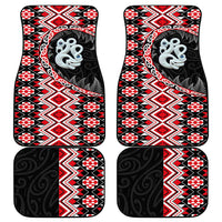 Red Taniko Motif Aotearoa Manaia and Silver Fern Car Mats LT03 - Polynesian Pride