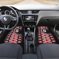 Red Taniko Motif Aotearoa Manaia and Silver Fern Car Mats LT03 Set 2pcs - Front Red - Polynesian Pride