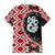 Red Taniko Motif Aotearoa Manaia and Silver Fern Family Matching Short Sleeve Bodycon Dress and Hawaiian Shirt