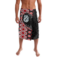 Red Taniko Motif Aotearoa Manaia and Silver Fern Lavalava LT03 Red - Polynesian Pride