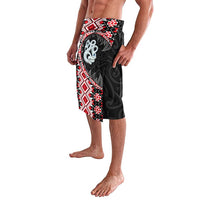 Red Taniko Motif Aotearoa Manaia and Silver Fern Lavalava LT03 - Polynesian Pride
