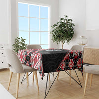 Red Taniko Motif Aotearoa Manaia and Silver Fern Tablecloth LT03 - Polynesian Pride