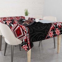 Red Taniko Motif Aotearoa Manaia and Silver Fern Tablecloth LT03 - Polynesian Pride