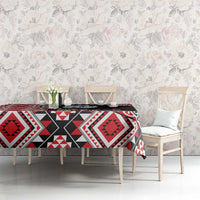 Red Taniko Motif Aotearoa Manaia and Silver Fern Tablecloth LT03 - Polynesian Pride