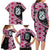 Pink Taniko Motif Aotearoa Manaia and Silver Fern Family Matching Long Sleeve Bodycon Dress and Hawaiian Shirt