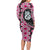 Pink Taniko Motif Aotearoa Manaia and Silver Fern Family Matching Long Sleeve Bodycon Dress and Hawaiian Shirt