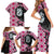 Pink Taniko Motif Aotearoa Manaia and Silver Fern Family Matching Short Sleeve Bodycon Dress and Hawaiian Shirt