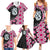 Pink Taniko Motif Aotearoa Manaia and Silver Fern Family Matching Summer Maxi Dress and Hawaiian Shirt