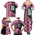 Pink Taniko Motif Aotearoa Manaia and Silver Fern Family Matching Summer Maxi Dress and Hawaiian Shirt